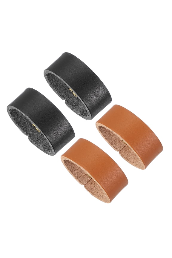 Leather Loop Keeper, 4 Pcs Leather Loops Belt Keeper Loops Retainer Straps Replacement for 1.3 Inch Wide Belts/Straps, Black/Earthy Yellow
