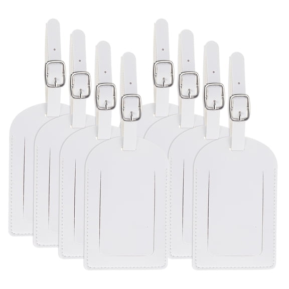 Uxcell Leather Luggage Tag Top-Open, 8 Pcs Luggage Tags Pu Bag Label for Suitcases Airplane Travel Essentials, White