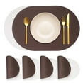 thumbnail image 1 of Uxcell Leather Placemats Sets of 4, PU Leather Dual Sided Oval Non-Slip Table Mats Washable Heat Resistant Waterproof Oil Proof Place Mats for Kitchen Dining(Coffee/White), 1 of 7
