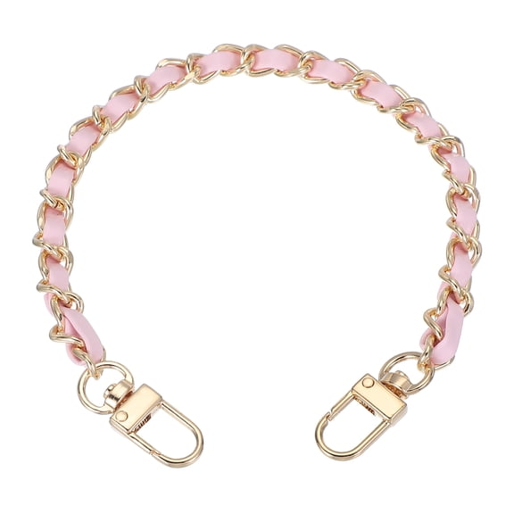 Uxcell Leather Purse Handle Strap, 12 Inch Chain Strap Replacement DIY Flat Chain Strap, Pink