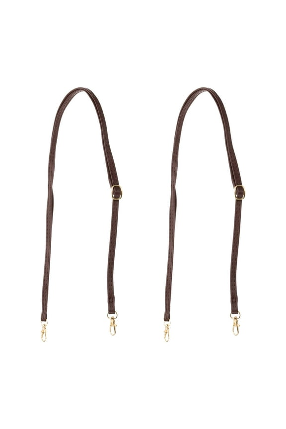 Leather Purse Handle Strap 2 Pcs 51.2 inch Adjustable Length Handbag Strap Replacement DIY Dark Brown