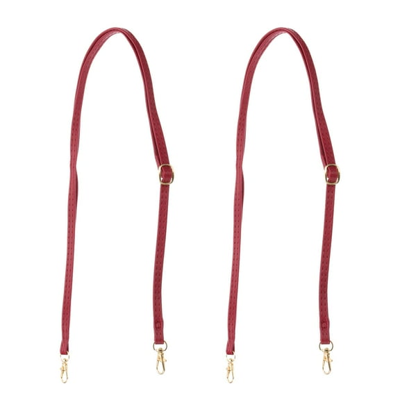 Uxcell Leather Purse Handle Strap 2 Pcs 51.2 inch Adjustable Length Handbag Strap Replacement DIY Wine Red