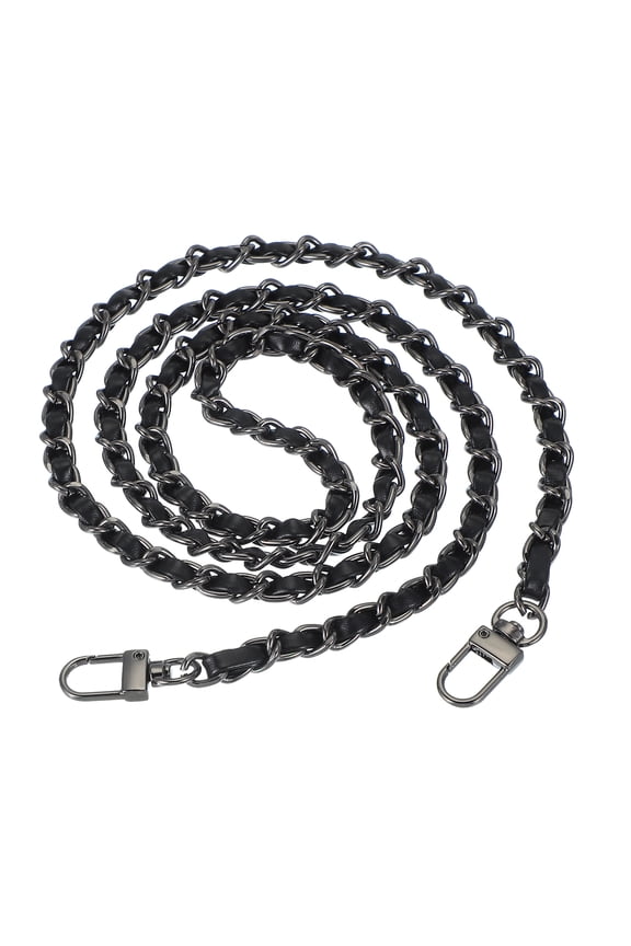 Leather Purse Handle Strap, 47 Inch Chain Strap Replacement DIY Purse Chain Strap, Black
