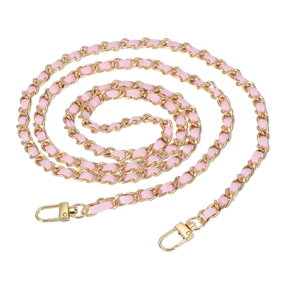 Uxcell Leather Purse Handle Strap, 55 Inch Chain Strap Replacement DIY Flat Chain Strap, Pink