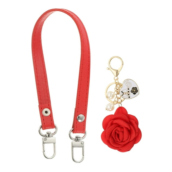 Uxcell Leather Purse Handle Strap Replacement DIY Women Clutch Bag Handbag Top Handle Strap Red 17 Inch