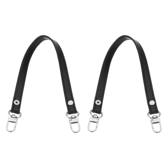 Uxcell 2 Pcs Metal PU Leather Purse Handle Strap Replacement for DIY Women Clutch Bag Handbags Black 13 inch