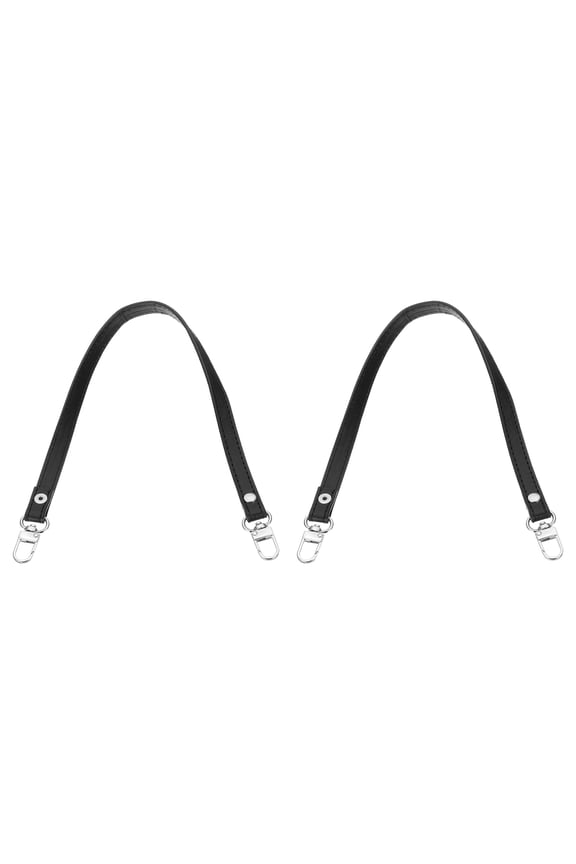2 Pcs Metal PU Leather Purse Handle Strap Replacement for DIY Women Clutch Bag Handbags Black 17 inch