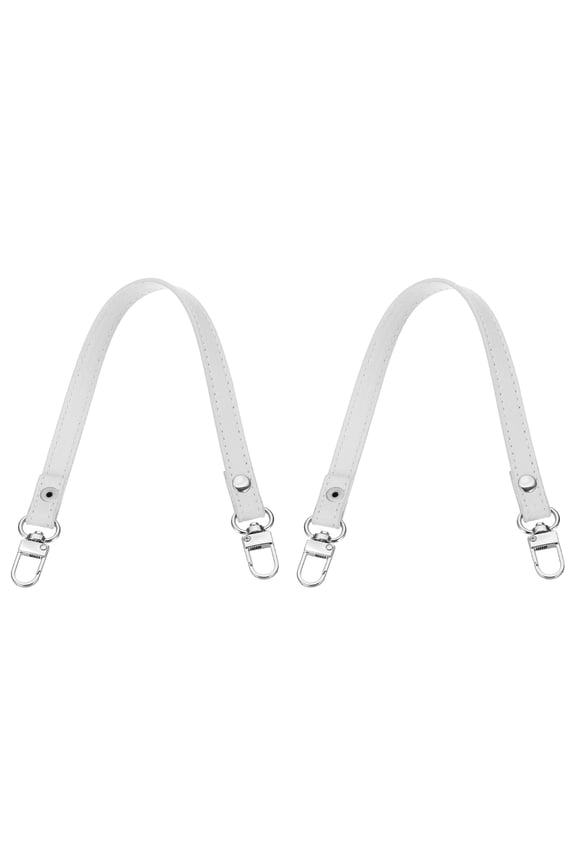 2 Pcs Metal PU Leather Purse Handle Strap Replacement for DIY Women Clutch Bag Handbags White 13 inch