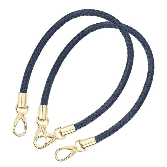 Uxcell Leather Purse Strap, 2Pack 60cm Short Leather PU Braided Purse Replacement Handle(Dark Blue Strap + Gold Clasp)