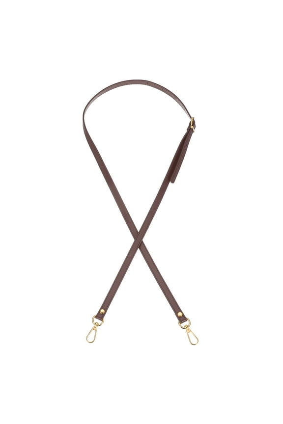 Leather Purse Strap Replacement PU Adjustable Shoulder Crossbody Replacement Strap Dark Brown/Gold