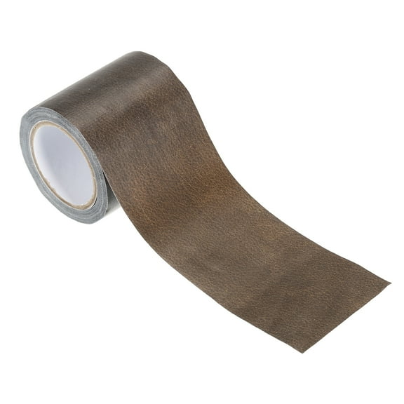 Uxcell Leather Repair Tape 2.2"X15', Self Adhesive Realistic Leather Textured Patch, Dark Brown