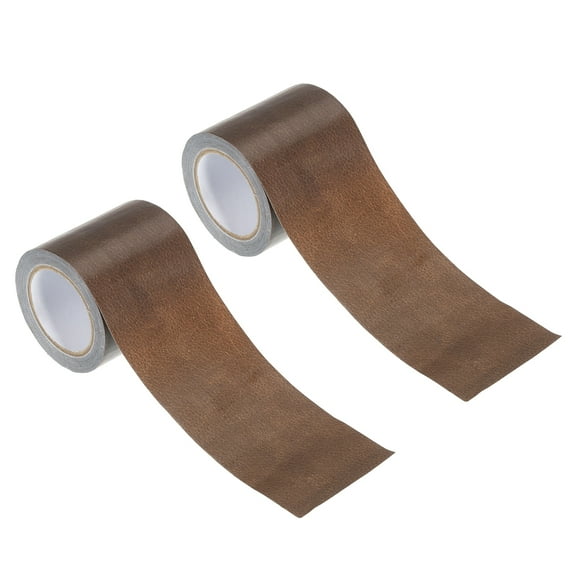 Uxcell 2Pcs Leather Repair Tape 2.2"x15' Self Adhesive Realistic Leather Patch Brown