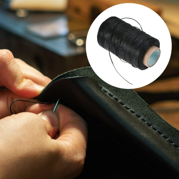 Uxcell Leather Sewing Thread 273 Yards 150D/1mm Waxed Cord Black