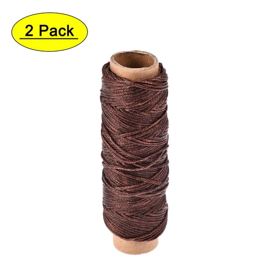 Uxcell Leather Sewing Thread 33 Yards 150D/1mm Waxed Flat Thread Dark Coffee 2pcs