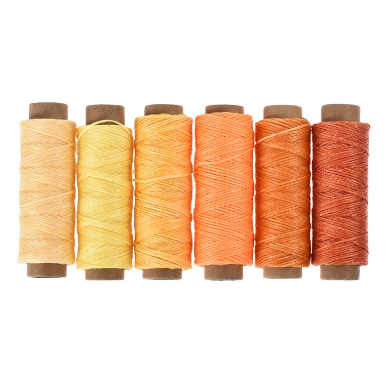 Uxcell Leather Sewing Thread Set 55 Yards 175D/1mm Polyester Flat Waxed Cord (warm Colors, 6 Pack), Multicolor