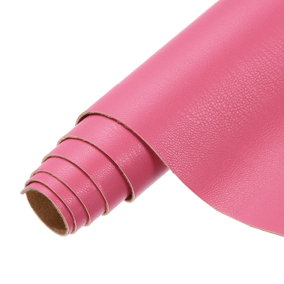Uxcell Leather Sheets, 12x36 Inch (30x91cm) Smooth Solid PU Leather Fabric Roll, Rose Pink/Light Yellow