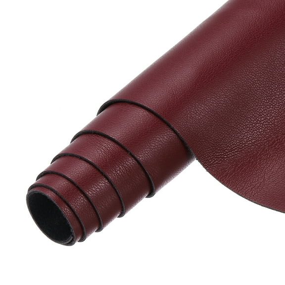 Uxcell Leather Sheets, 12x53 Inch (30x135cm) Smooth Solid PU Leather Fabric Roll, Dark Red/Grey
