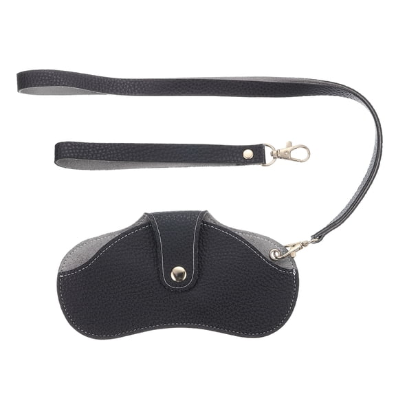 Uxcell Leather Sunglasses Bags, Portable Slim Soft Leather Glasses Case Holder Eyeglass Organizer Pouch with Wrist Strap Lanyard for Women Men Sunglasses Glasses(Black)
