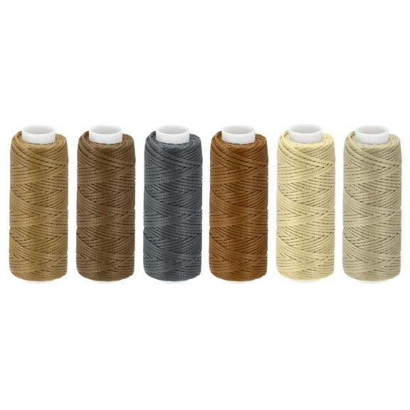 Uxcell Leather Threads 33 Yards 150D/0.8mm Polyester Waxed Cords, Various Brown 6pcs