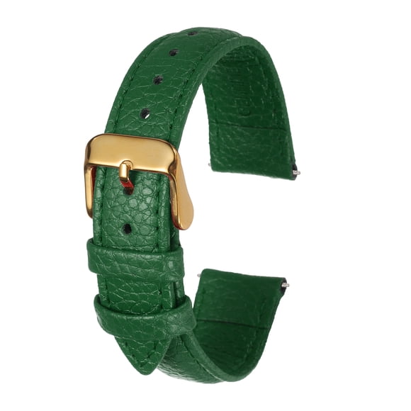 Leather Watch Band 18mm Vintage Textured Padded Leather Watch Strap Quick Release Replacement Wristband with Stainless Steel Pin Buckle for Men and Women, Green