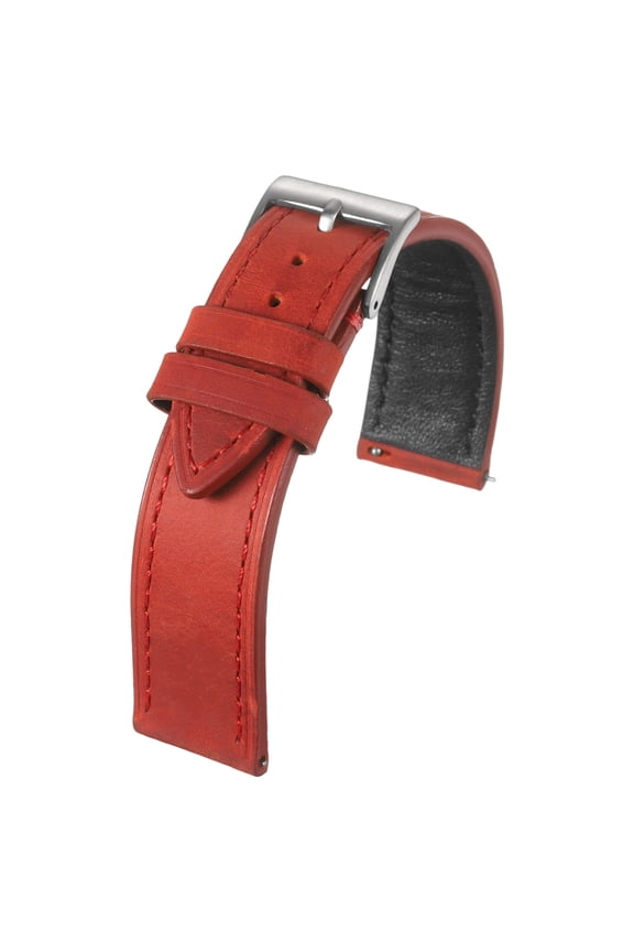 Leather Watch Band 20mm Vintage Watch Straps with Pin Buckle, Red