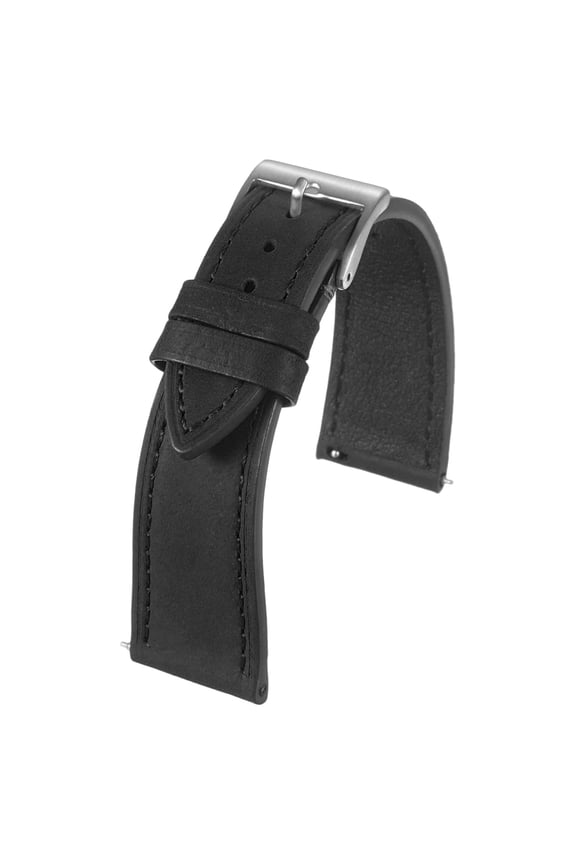 Leather Watch Band 22mm Vintage Watch Straps with Pin Buckle, Black