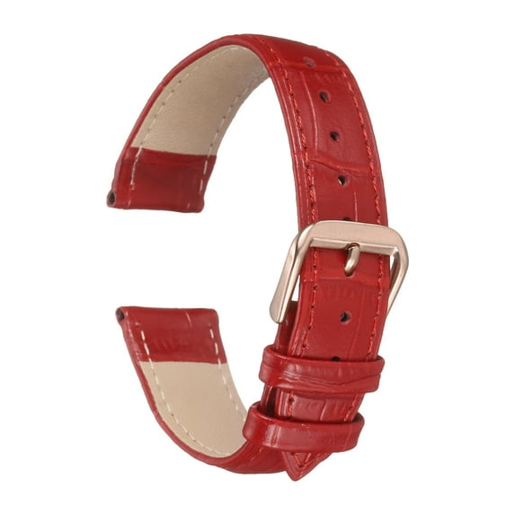 Uxcell Leather Watch Bands 18mm Classical Embossed Replacement Strap Elegant Vintage Watchband, Red Rose Gold