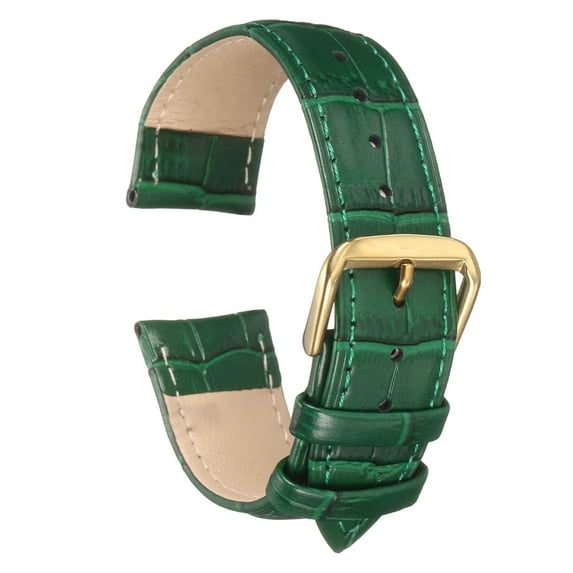 Uxcell Leather Watch Bands 20mm Classical Embossed Replacement Strap Elegant Vintage Watchband, Green Gold