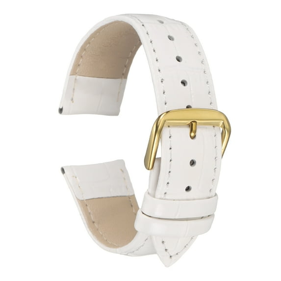 Uxcell Leather Watch Bands 20mm Classical Embossed Replacement Strap Elegant Vintage Watchband, White Gold