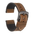 thumbnail image 1 of Uxcell Leather Watch Bands, 20mm Width Quick Release Watch Strap Silicone Cowhide Replacement Wrist Band Black Buckle for Men Women, Dark Brown, 1 of 7