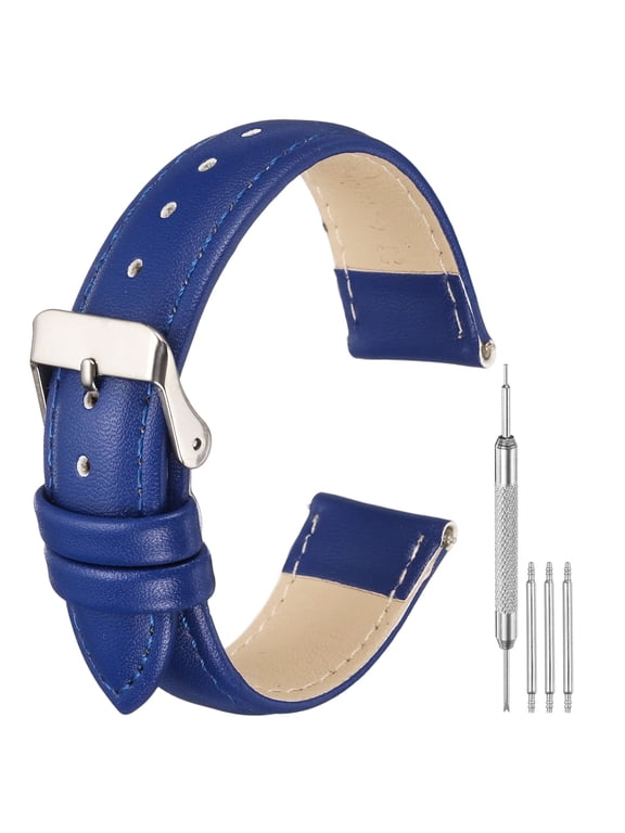 Leather Watch Band 20mm Release Watch Strap for Men Blue