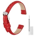 thumbnail image 1 of Uxcell Leather Watch Bands for Men and Women, 12mm Quick Release Watch Strap Replacement, Flat Thin Elegant Leather Watch Strap with Strap Tools, Red, 1 of 7