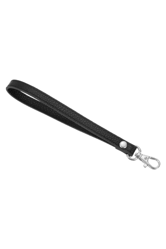 Leather Wristlet Strap, 190mm/7.48" Hand Wrist Strap for Clutch Wallet Keychain Bag DIY (Black, Silver)