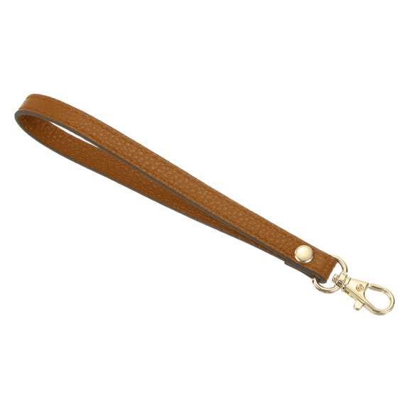 Uxcell Leather Wristlet Strap, 190mm/7.48" Hand Wrist Strap for Clutch Wallet Keychain Bag DIY (Deep Khaki, Gold)