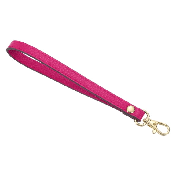 Uxcell Leather Wristlet Strap, 190mm/7.48" Hand Wrist Strap for Clutch Wallet Keychain Bag DIY (Deep Pink, Gold)