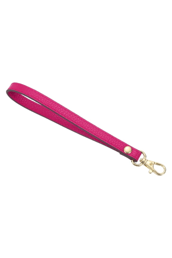 Leather Wristlet Strap, 190mm/7.48" Hand Wrist Strap for Clutch Wallet Keychain Bag DIY (Deep Pink, Gold)