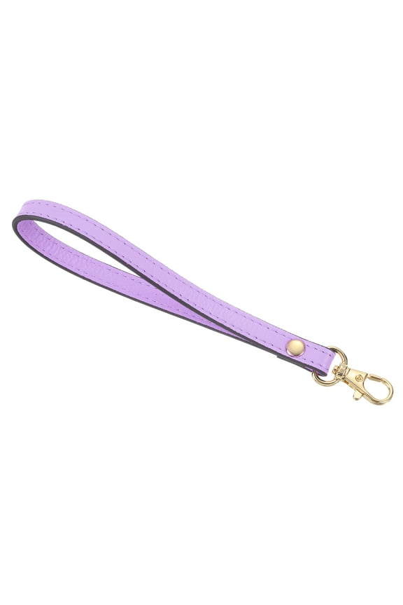 Leather Wristlet Strap, 190mm/7.48" Hand Wrist Strap for Clutch Wallet Keychain Bag DIY (Light Purple, Gold)