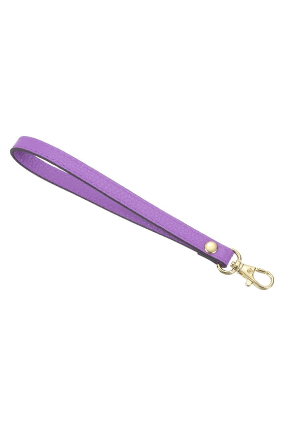 Leather Wristlet Strap, 190mm/7.48" Hand Wrist Strap for Clutch Wallet Keychain Bag DIY (Purple, Gold)
