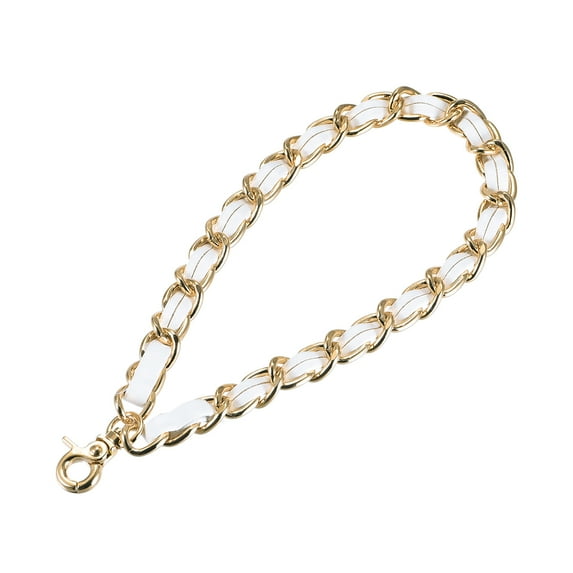 Uxcell Leather Wristlet Strap, 8" Hand Wrist Lanyard Chain Holder for Bag, White&Gold