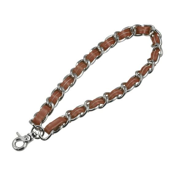 Uxcell Leather Wristlet Strap, 8" Hand Wrist Lanyard Chain Holder for Bags, Brown&Silver