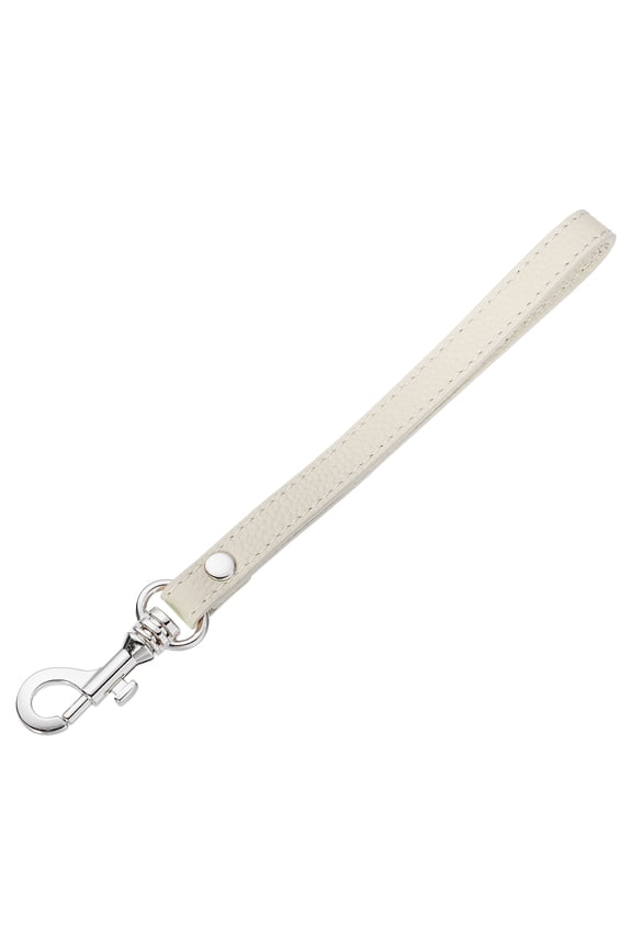 Leather Wristlet Strap for Purse, Clutch, Wallet, Keychain Bag (Cream White Leather, Silver Clasp)