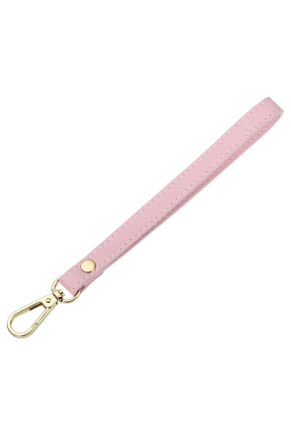 Leather Wristlet Strap for Purse, Clutch, Wallet, Keychain Bag DIY (Pink Leather, Gold Clasp)