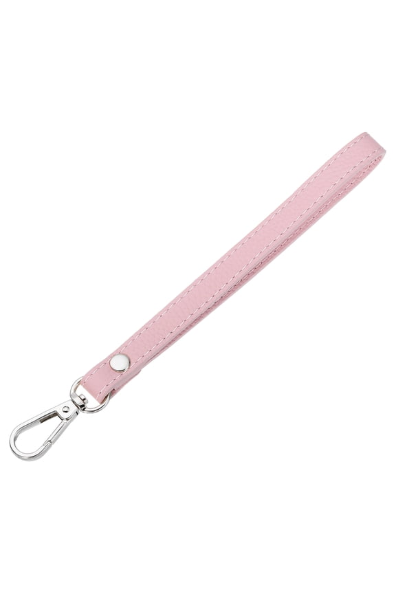 Leather Wristlet Strap for Purse, Clutch, Wallet, Keychain Bag DIY (Pink Leather, Silver Clasp)