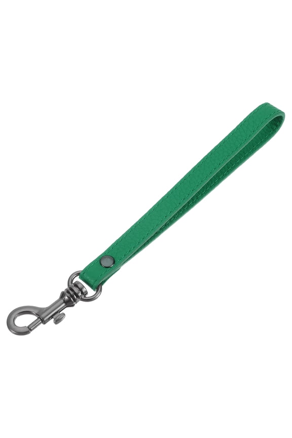 Leather Wristlet Strap for Purse, Clutch, Wallet, Keychain Bag (Green Leather, Black Clasp)