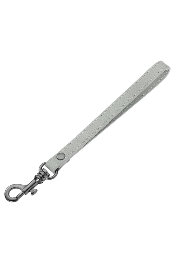 Leather Wristlet Strap for Purse, Clutch, Wallet, Keychain Bag (Silver Leather, Black Clasp)