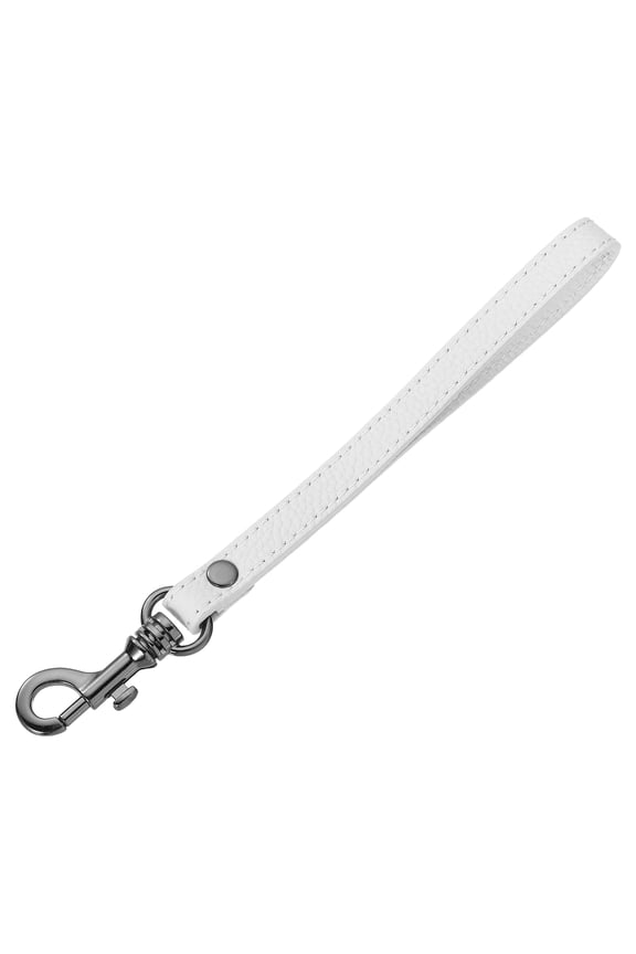 Leather Wristlet Strap for Purse, Clutch, Wallet, Keychain Bag (White Leather, Black Clasp)