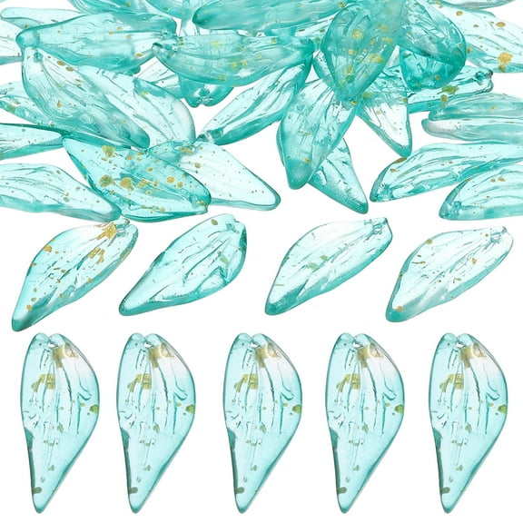 Uxcell Leaves Beads, 50Pcs Crystal Leaves Beads Translucent Czech Glass Beads, Jade Green