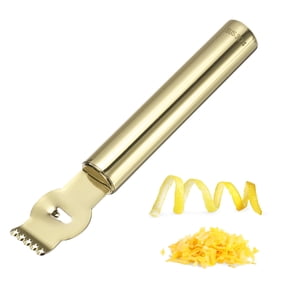 Uxcell Lemon Zester Tool, Stainless Steel Citrus Zester with Channel Knife Grater Keen Rind Twist Orange Peeler for Cocktail Garnishes Bar Kitchen, Gold