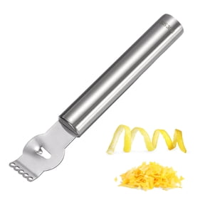 Uxcell Lemon Zester Tool, Stainless Steel Citrus Zester with Channel Knife Grater Keen Rind Twist Orange Peeler for Cocktail Garnishes Bar Kitchen, Silver