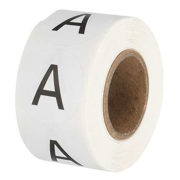 Uxcell Letter A Inventory Labels, 1 Inch Capital Letter Stickers Self Adhesive Round Dots Labels (1Roll/Total 500Pcs)